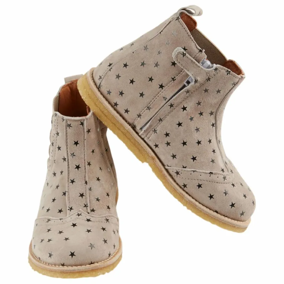 Boots Elastiquées Etoiles Cuir | Gris