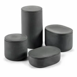 Boîte ovale avec couvercle | Gris foncé