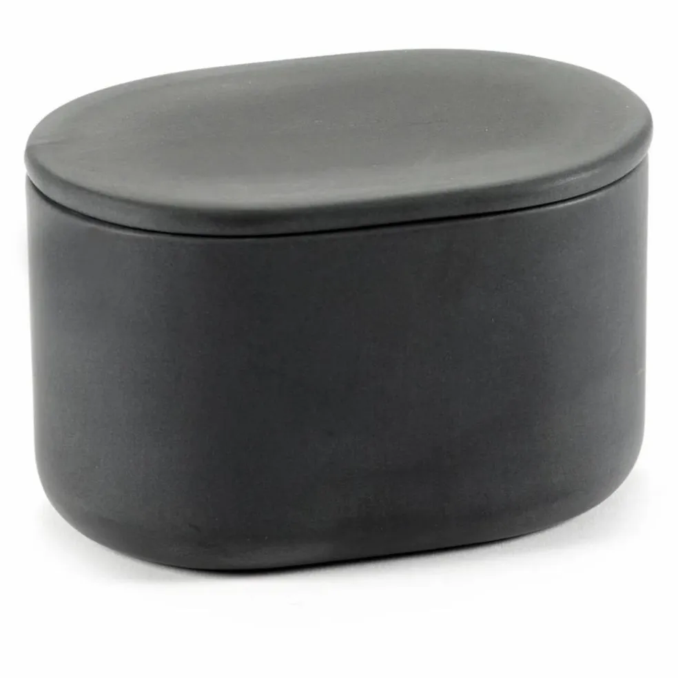 Boîte ovale avec couvercle | Gris foncé