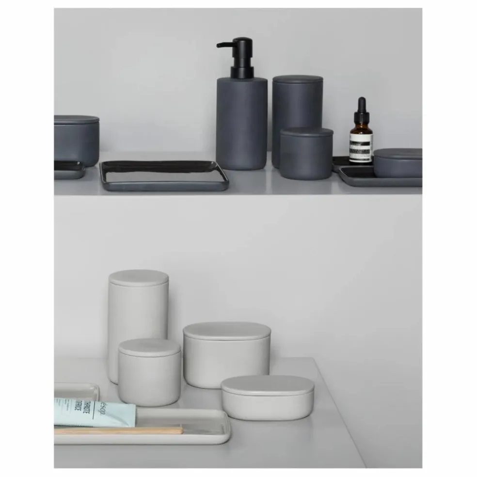 Boîte ovale avec couvercle | Gris foncé
