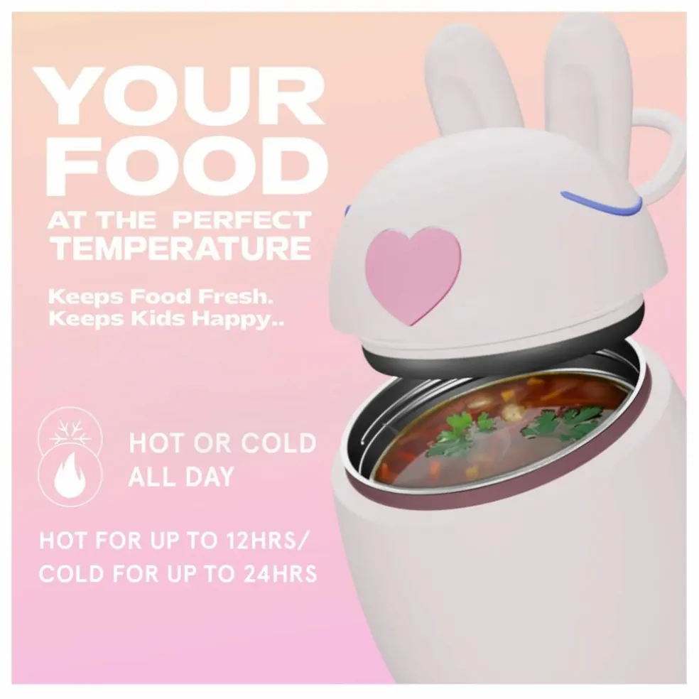 Boîte repas isotherme Lapin | Rose pâle