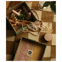 Boîtes carrées Emma en bois et coton - set de 2 | Vert