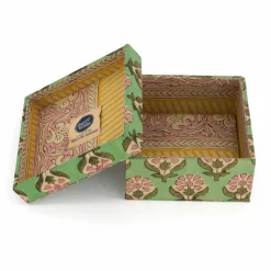 Boîtes carrées Emma en bois et coton - set de 2 | Vert