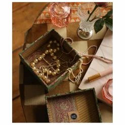Boîtes carrées Emma en bois et coton - set de 2 | Vert