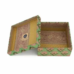 Boîtes carrées Emma en bois et coton - set de 2 | Vert