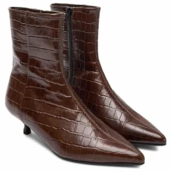 Bottines Paula Effet Crocodile | Chocolat