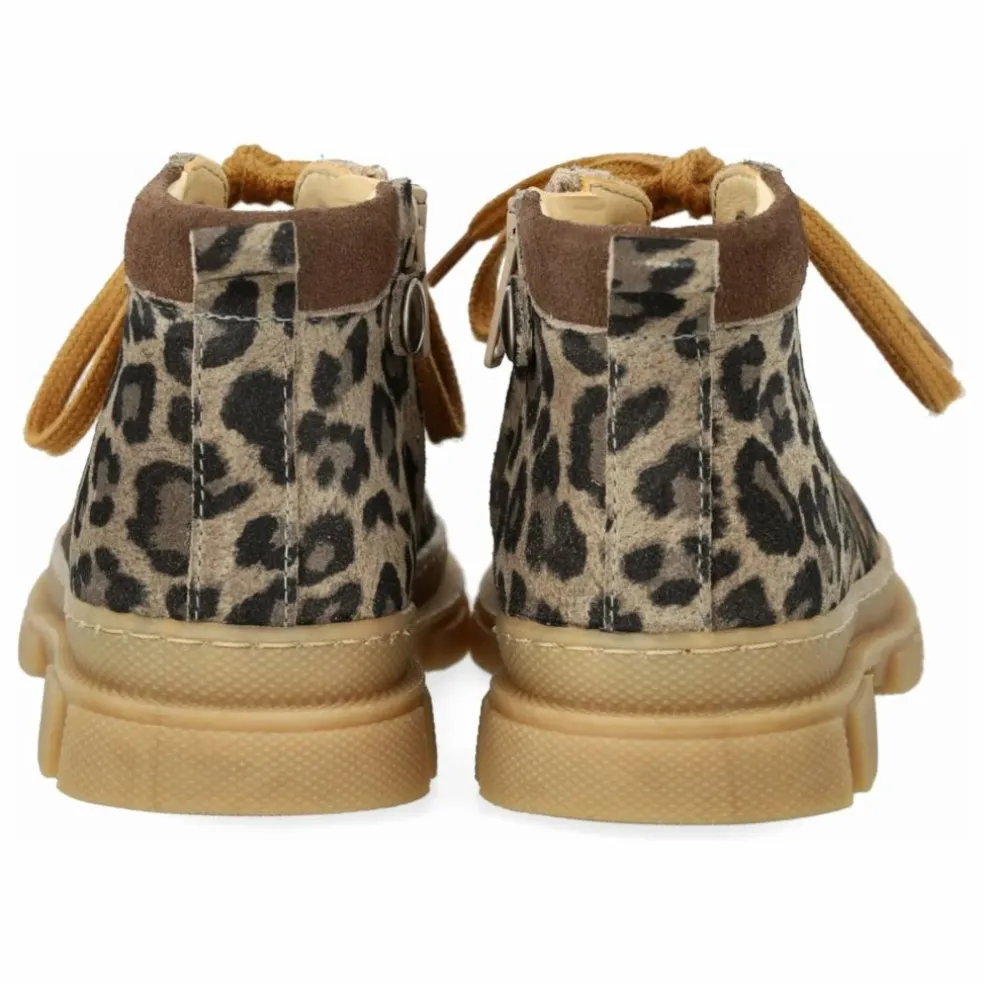 Bottines Zip Lacets Léopard | Taupe