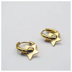Boucles d'Oreilles Anneaux Etoiles | Doré