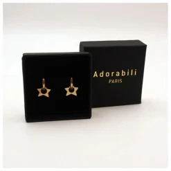 Boucles d'Oreilles Anneaux Etoiles | Doré