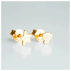 Boucles d'Oreilles Asymétriques Coquillage | Doré