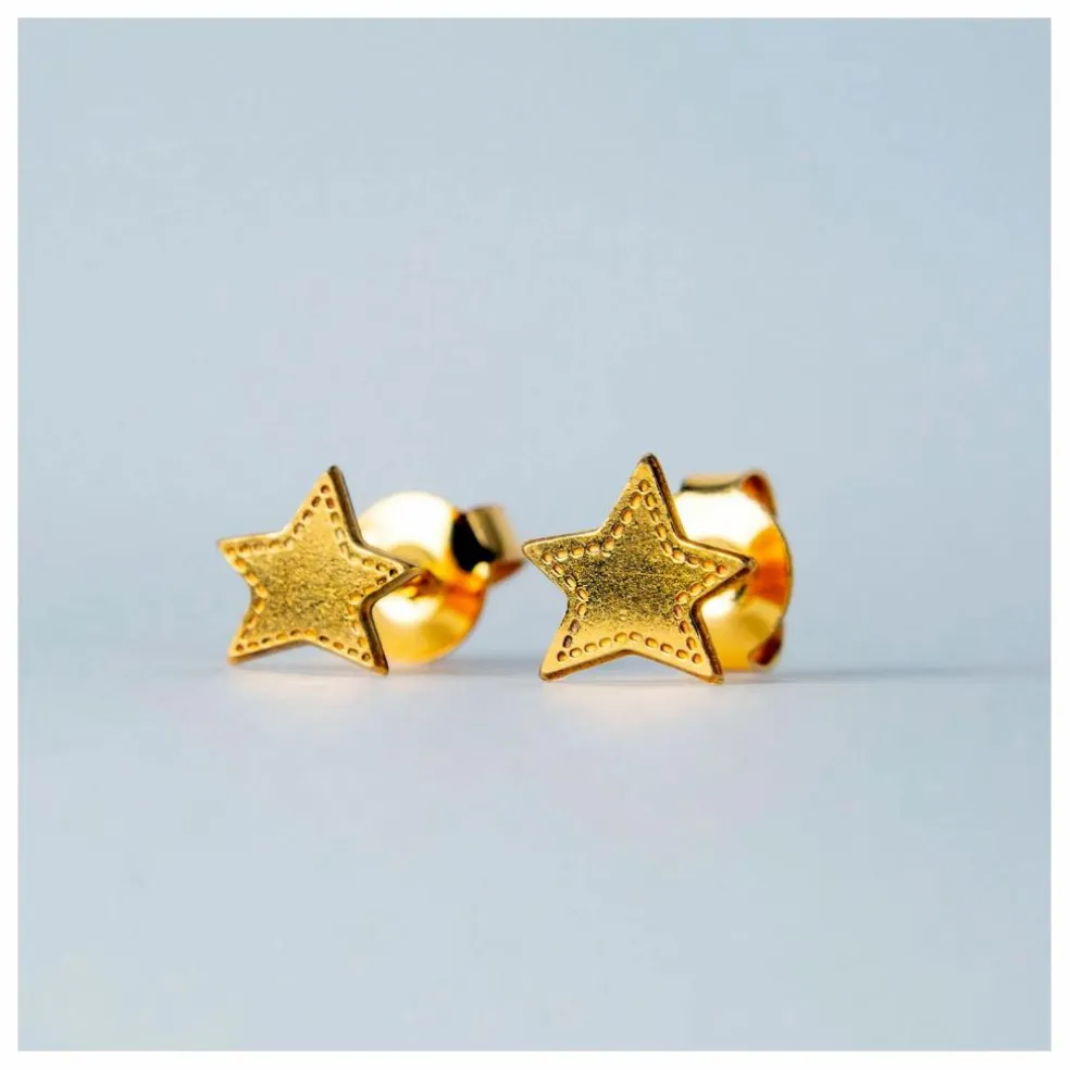 Boucles d'Oreilles Big Stars Denim | Doré