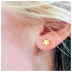 Boucles d'Oreilles Big Stars Denim | Doré
