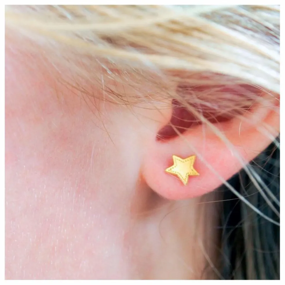 Boucles d'Oreilles Big Stars Denim | Doré