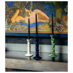 Bougeoir Anna en céramique moyen format | Bleu nuit
