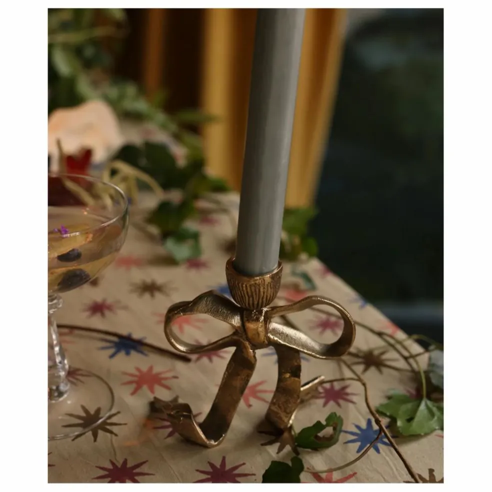 Bougeoir en laiton Riley Ribbon | Doré