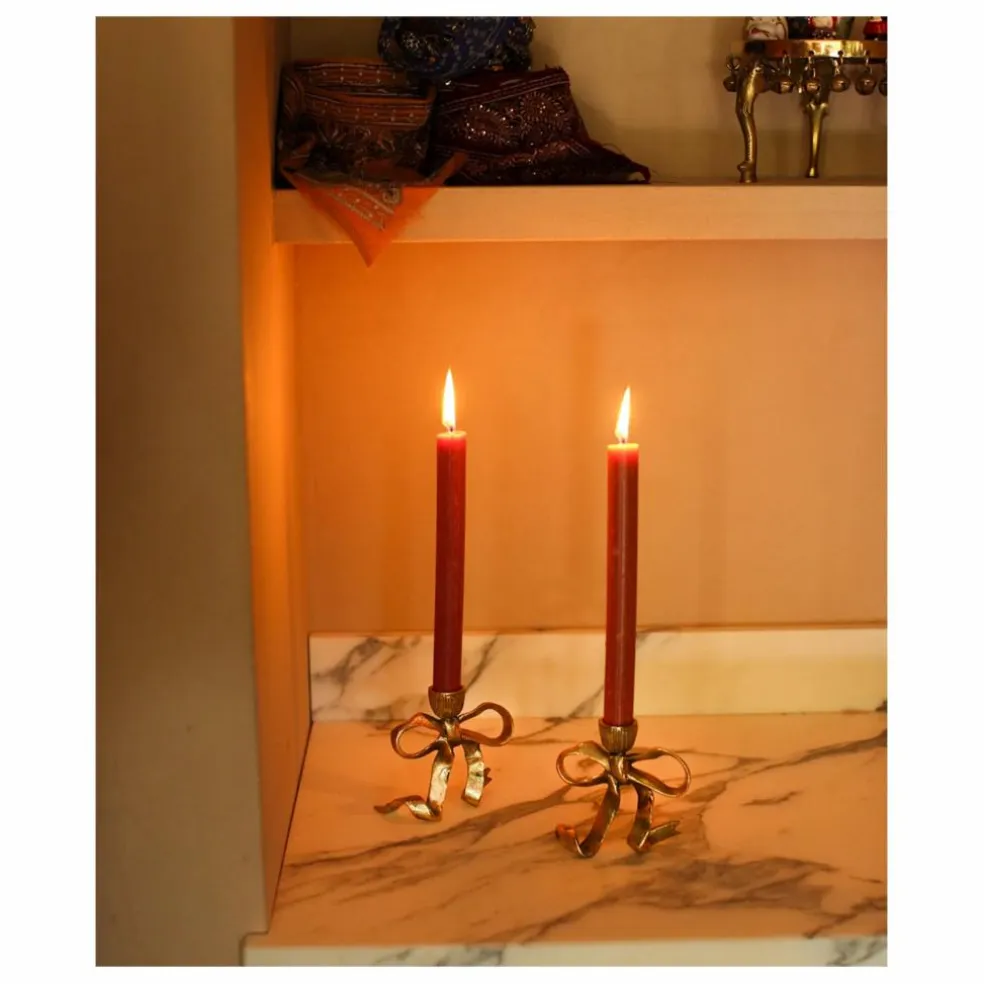 Bougeoir en laiton Riley Ribbon | Doré
