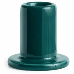 Bougeoir Tube en faïence | Vert foncé
