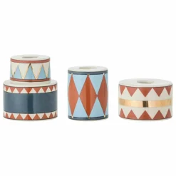 Bougeoirs Bitja en grès - Set de 3 | Multicolore