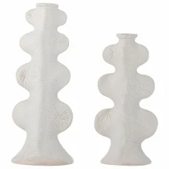 Bougeoirs Cason en grès - Set de 2 | Blanc