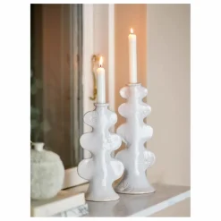 Bougeoirs Cason en grès - Set de 2 | Blanc