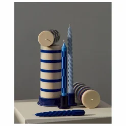 Bougie Column à Rayures | Bleu