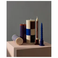 Bougie Column à Rayures | Bleu
