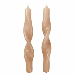 Bougie torsadée Twist - Set de 2 | Noisette
