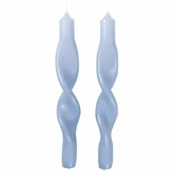 Bougie torsadée Twist - Set de 2 | Bleu ciel