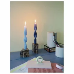 Bougie torsadée Twist - Set de 2 | Bleu ciel