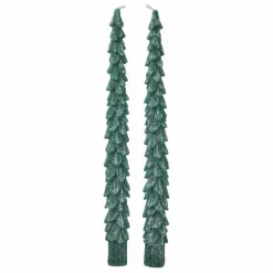 Bougies LED Sapin - Set de 2 | Vert foncé