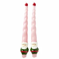 Bougies Père Noël - Set de 2 | Rose pâle