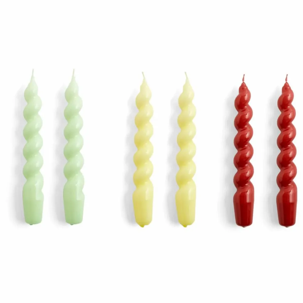 Bougies Spiral - Set de 6 | Jaune vert