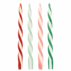 Bougies torsadées assorties - Lot de 4