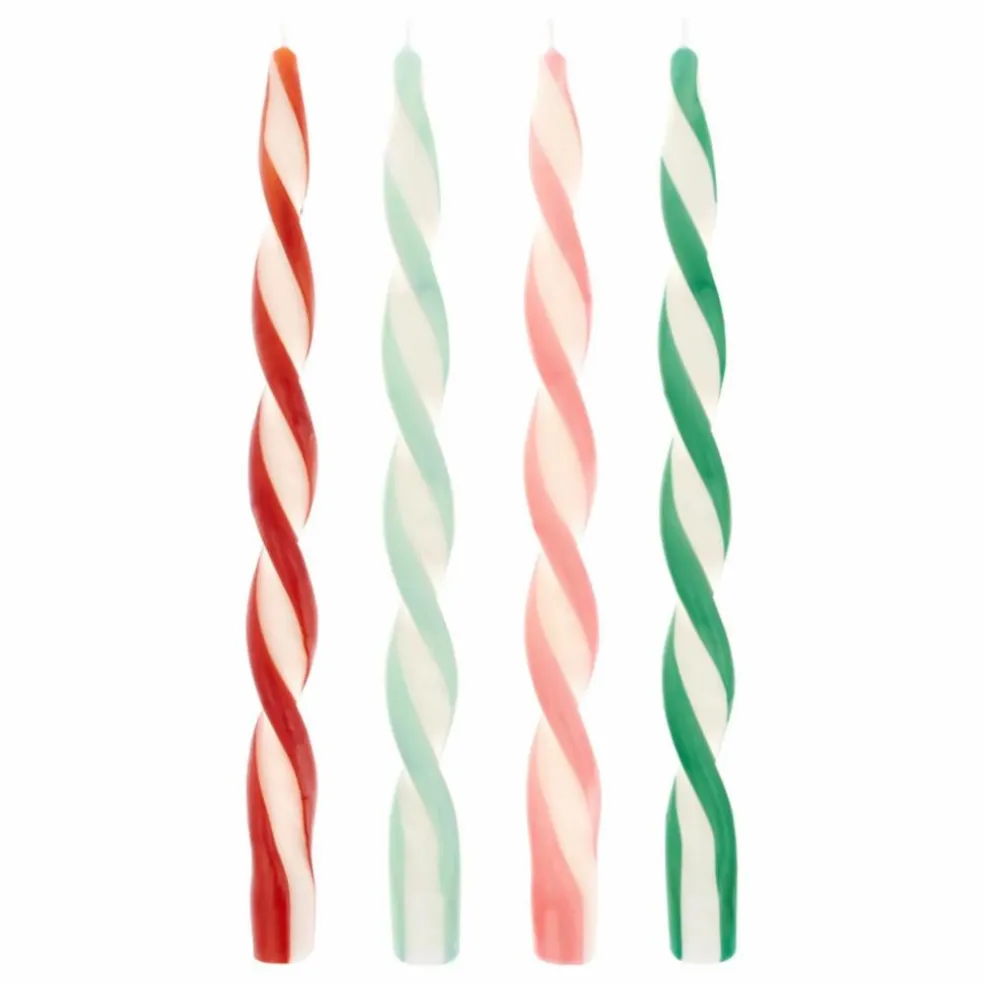 Bougies torsadées assorties - Lot de 4