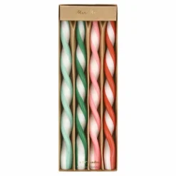 Bougies torsadées assorties - Lot de 4