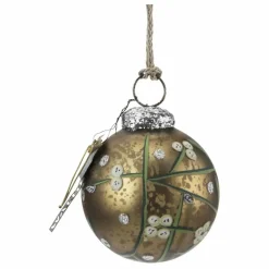 Boule de Noël avec une branche de houx | Bronze