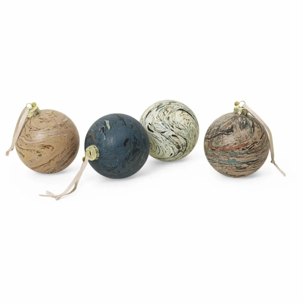 Boule de Noël effet marbré - Set de 4
