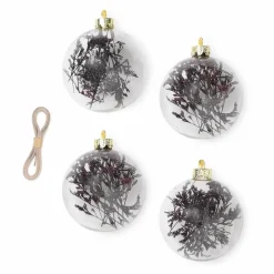 Boule de noël Flora en verre - Set de 4 | Prune