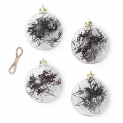 Boule de noël Flora en verre - Set de 4 | Prune