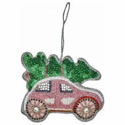 Boule de Noël Voiture et Sapin | Rouge