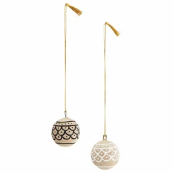 Boules de Noël en papier mâché - Set de 2