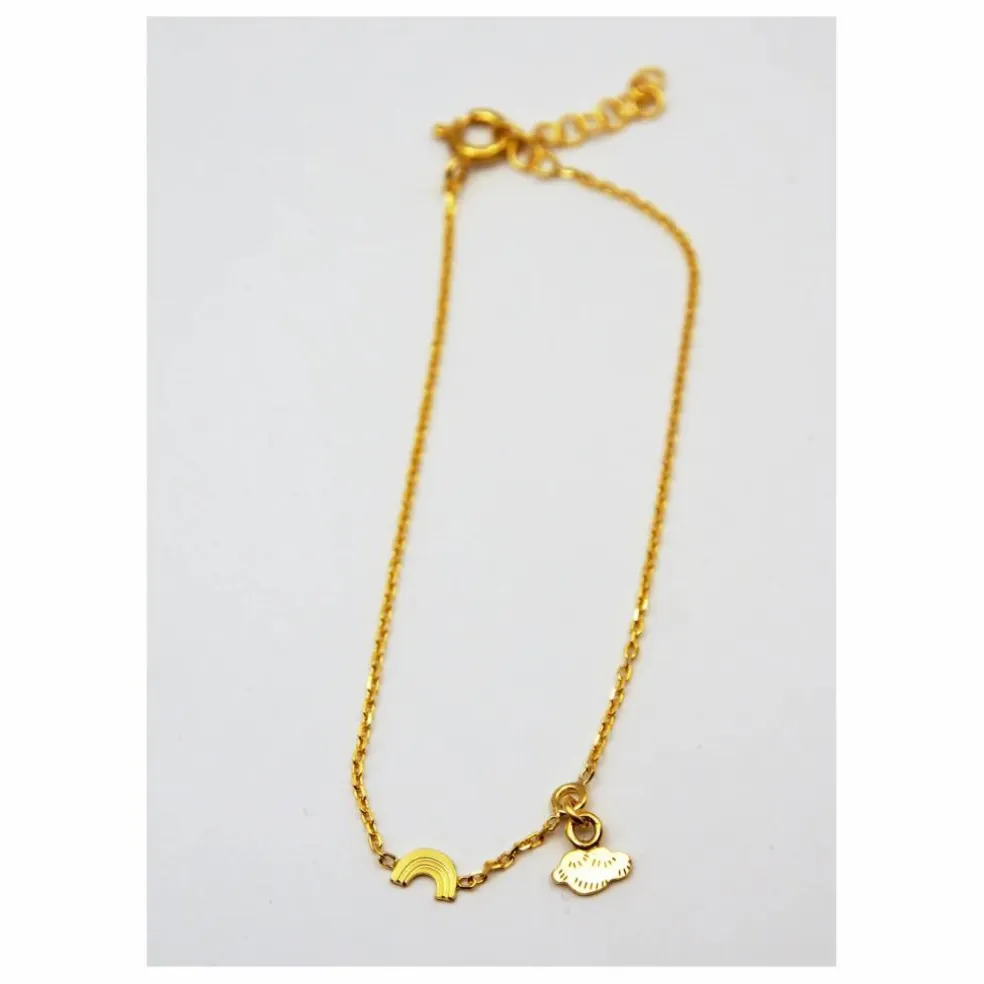 Bracelet Duo Charms Arc-en-ciel Nuage | Doré