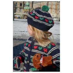 Béret Belou Coeurs Coton Bio | Bleu marine