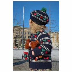 Béret Belou Coeurs Coton Bio | Bleu marine