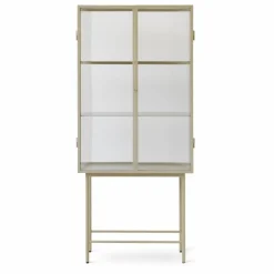 Buffet Haze, en verre strié et métal | Beige