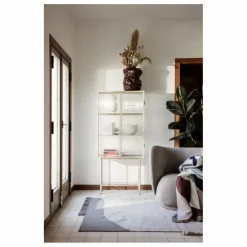 Buffet Haze, en verre strié et métal | Beige