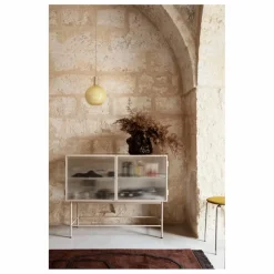 Buffet Haze, en verre strié et métal | Beige
