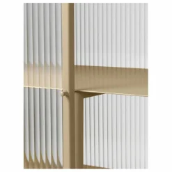 Buffet Haze, en verre strié et métal | Beige