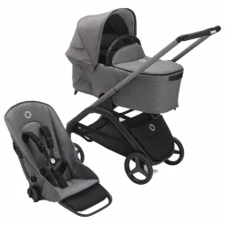Bugaboo Dragonfly Poussette citadine complète châssis graphite | Gris chiné