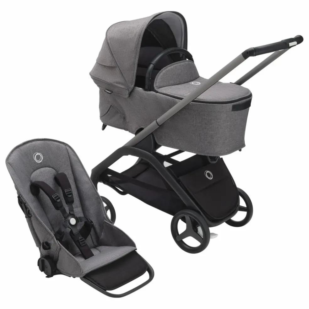Bugaboo Dragonfly Poussette citadine complète châssis graphite | Gris chiné